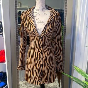 Sexy tan and black dress with tie around waist band